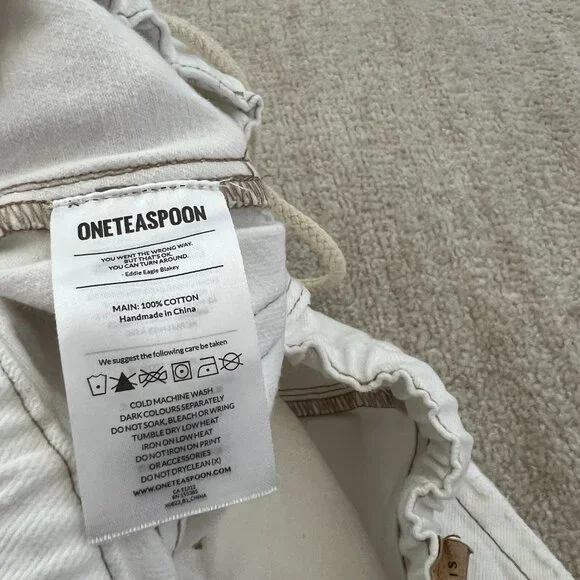 Revolve One Teaspoon Shabbies White Boyfriend Cropped Jeans S - Picture 10 of 10